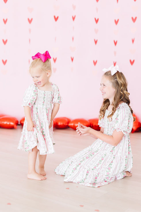rosebud-bows-smocked-ruffle-dress Mila & Rose at Sophia's Style-Rosebud Bows Smocked Ruffle Dress-2T-Smocked Ruffle Dress-1